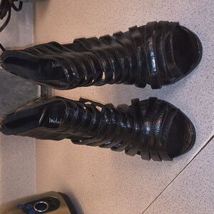 Michael Antonio Brand Women's Black Strappy Ankle Boots-4 Inch Heel